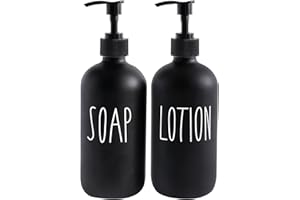 MOMEEMO Matte Black Soap Dispenser Bathroom Set, Contains Hand Soap Dispenser and Lotion Dispenser. Bathroom Soap Dispenser Set Suitable for Bathroom Decor Farmhouse Style. (Black)