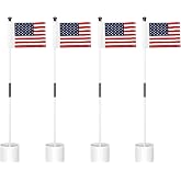 KINGTOP 3 ft Golf Flagstick Sets with USA Flags and Hole Cups | Two-section fiberglass construction, ball retrieval base, 4 in hole cup, double-sided USA flag, backyard putting greens