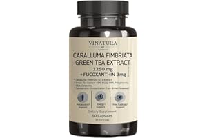 VINATURA Caralluma Fimbriata, EGCG 45% Extract 1250mg + Fucoxanthin 3mg per Serving *USA Made & Tested* for Immune Support, Energy and Mental Focus - 60 Capsules 30 Servings