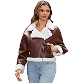 DIASHINY Women's Faux Shearing Fur Winter Coat Warm Thick Fur Lined Faux Leather Jacket