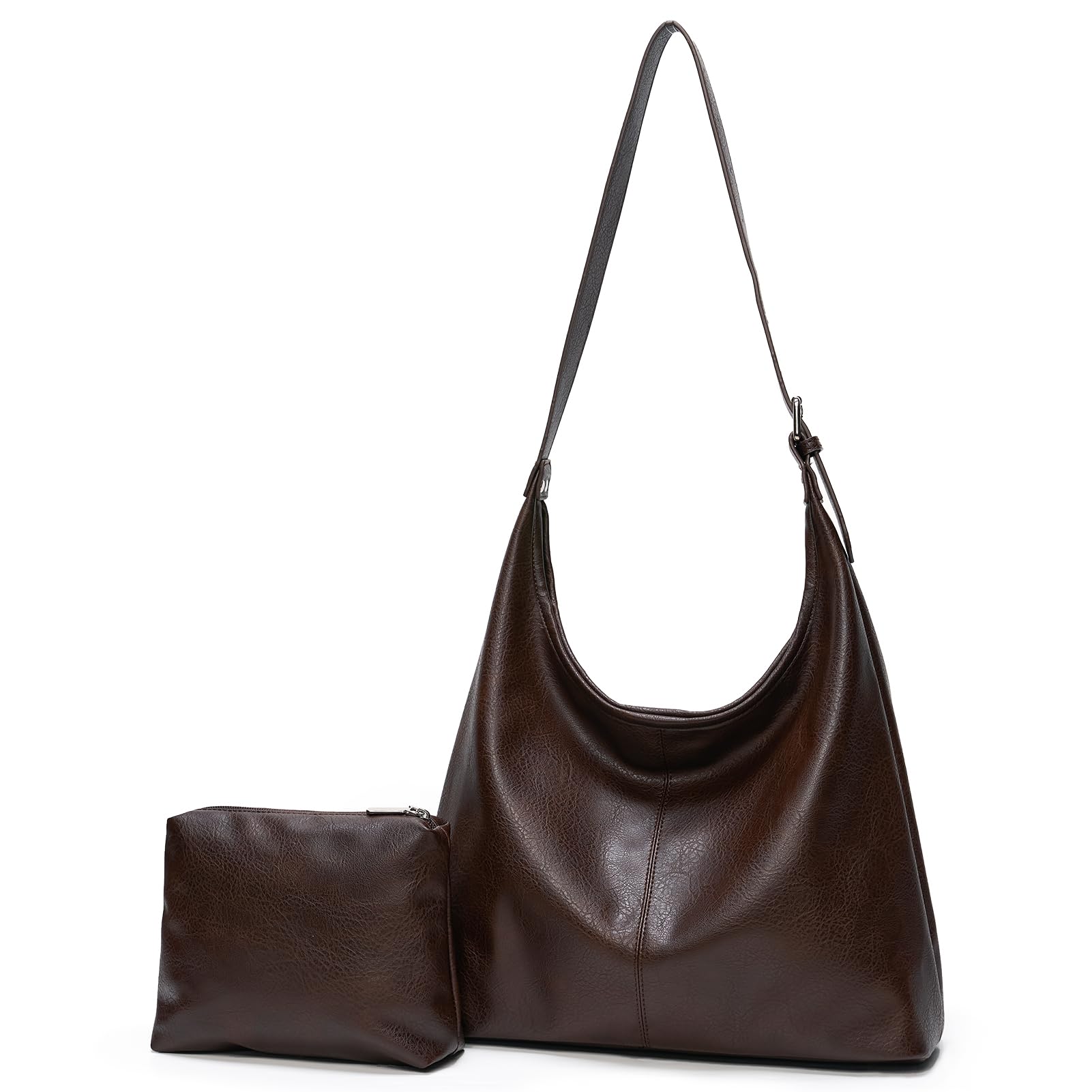 Photo 1 of ********READ CLERK COMMENTS********
Hobo Bag for Women, Soft Vegan Leather Slouchy Shoulder Tote Purse with Matching Pouch, Adjustable Strap & Magnetic Closure Brown