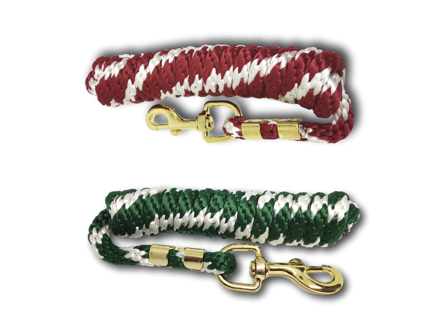 Lead Rope for Horse - Tie Rope in Various Stylish Designs, Lead, Tie Rope Pony, Donkey, Goat (1 x Red + 1 x Green)