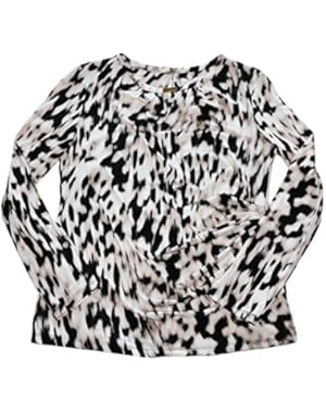 Women's Animal Print Long Sleeve Blouse With Hardware Accent (Large)