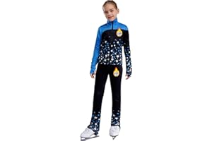 Huimingda Kids Girls Warm Fleece Figure Skating Jacket and Skating Tights Set Gymnastics Dance Training Outfits