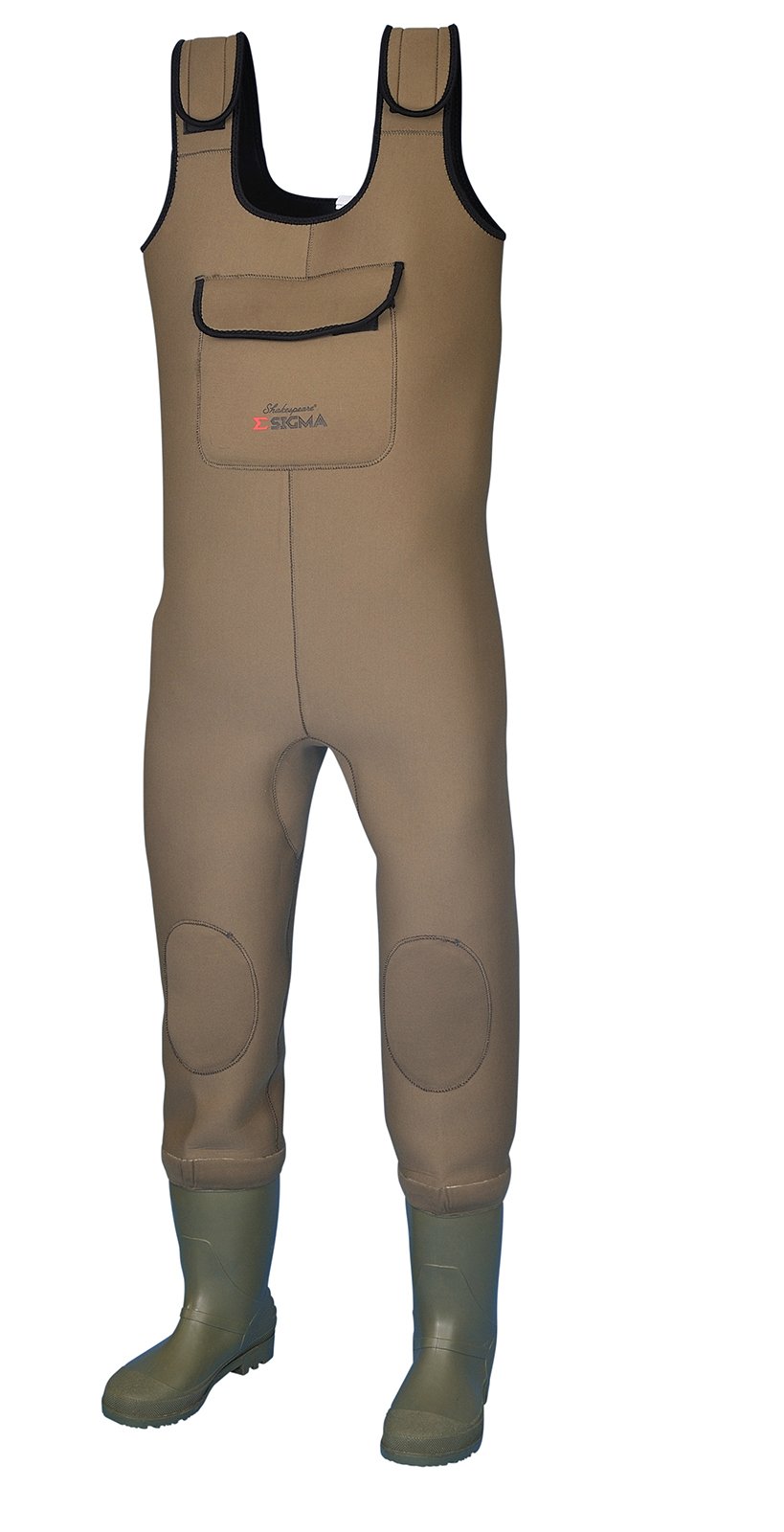 Shakespeare Sigma Neoprene Chest Waders, Overalls, Waders, For Wading , Fly Fishing , Hunting , Muck Work, Unisex, Grey/Green, EU 43 | UK 9 |US 9.5, 40W