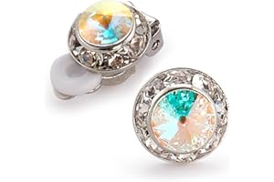 Star Light Crystal Jewelry | Crystal Clear and Crystal AB Rhinestone Clip On or Pierced Earrings for Dance, Pageant, Prom, Performance, Wedding