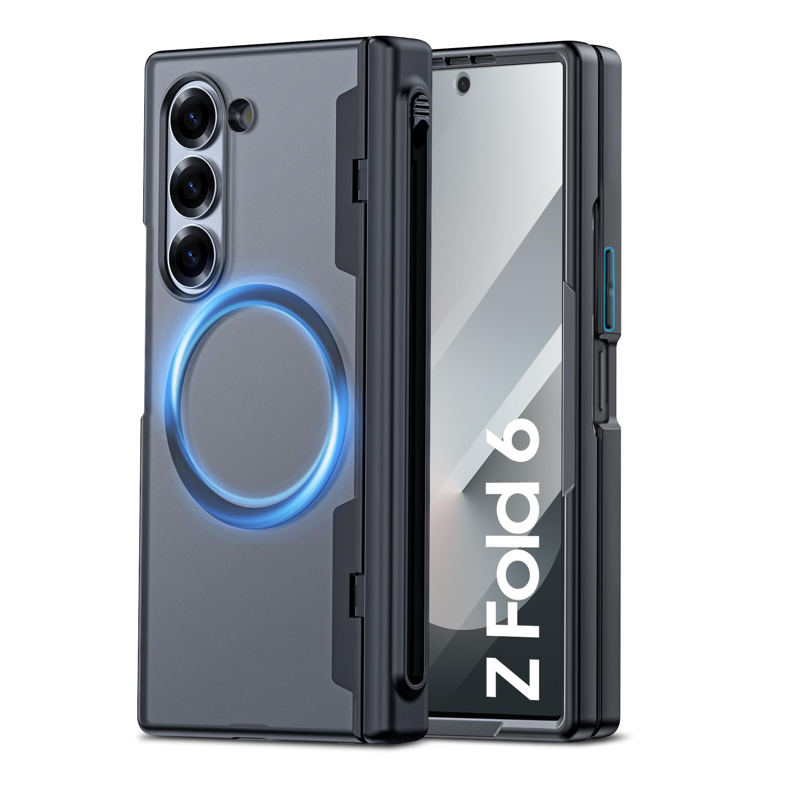Photo 1 of Spugan for Z Fold 6 Case, Compatible with MagSafe & S Pen Holder & Hinge Protection & HD Screen Protection, Slim Full Body Shockproof Protective Phone Case for Samsung z fold 6 (Matte Black)