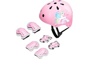 Kids Bike Helmet, Toddler Bike Helmet and Knee Elbow Wrist Pads for Ages 2-10 Girls Boys Adjustable Protective Gear Helmets f