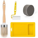 POOVI Tool Trio, Paint Brush, Roller, Sponge, All The Tools You Need to Apply Finish All in One Paint Yellow