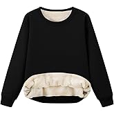 Flygo Unisex Boys Girls Fleece Lined Crewneck Sweatshirt Kids Warm Sherpa Pullover Sweater Sweatshirts Fall Winter Clothes