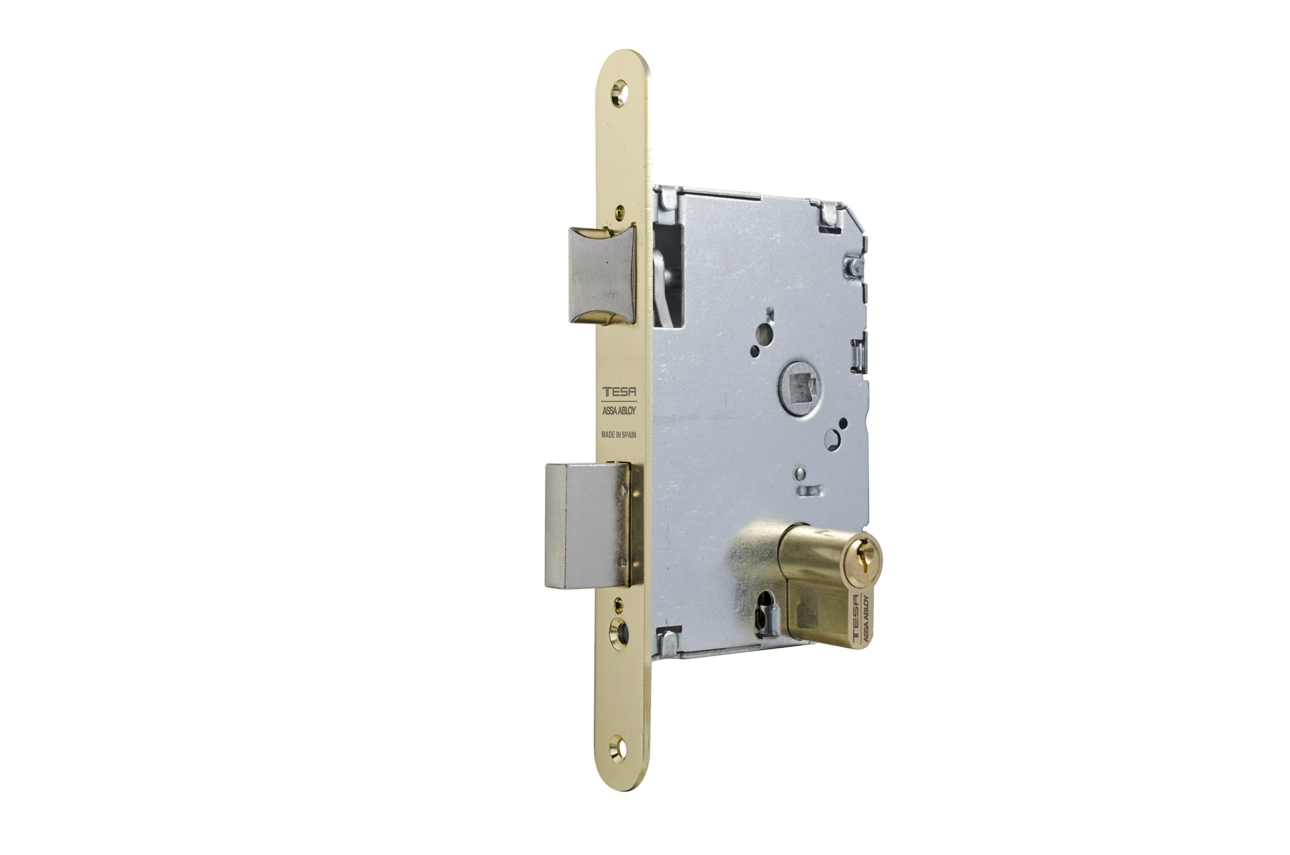 Tesa Assa Abloy 20105PRHL Embossing Locks for Brass Wood Doors Entry 50 mm/Round Front 2010-P