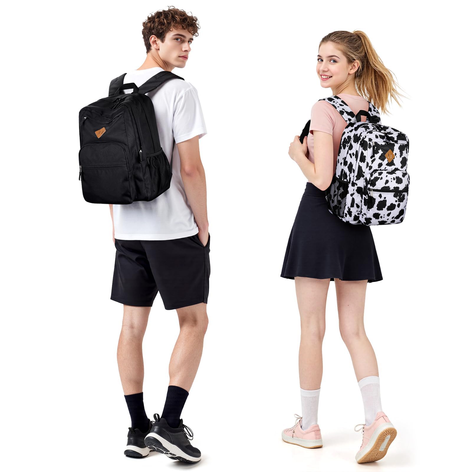 ZORFIN 26L Black Backpack for School, College, and Travel: Water Resistant Bookbag with 8 Compartments