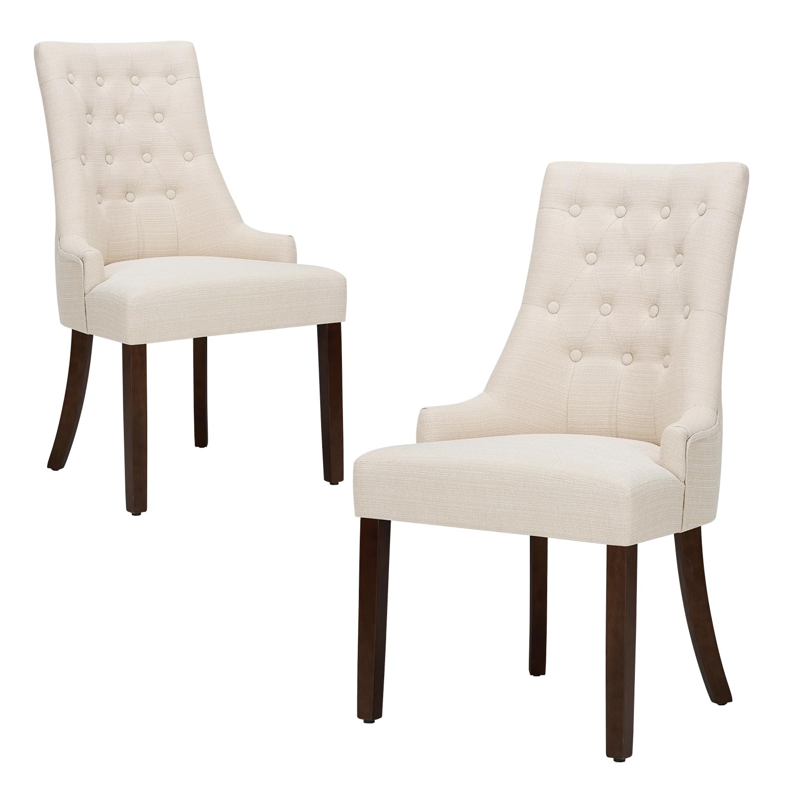 Photo 1 of **MISSING PARTS**
COLAMY Wingback Upholstered Dining Chairs Set of 2, Fabric Side Dining Room Chairs with Tufted Button, Living Room Chairs for Home Kitchen- Beige