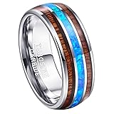 TUNGSTORY Promise Rings for Him Blue Opal and