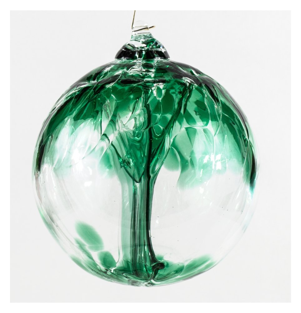 Milford Collection Tree of Life Small Glass Globe - Emerald