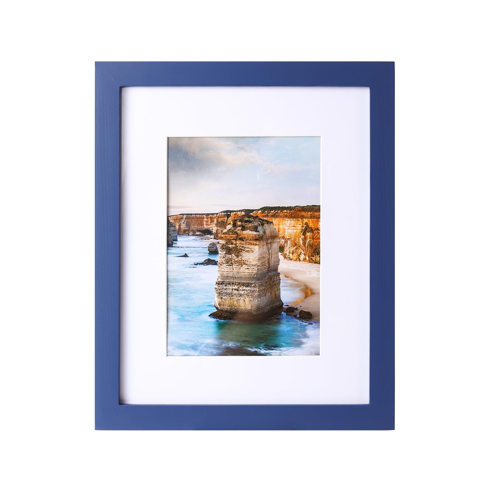 Photo 1 of *Pack of 2* wyooxoo 8x10 Picture Frame Made of Solid Wood Photo Frame Display Pictures 5x7 with Mat or 8x10 Without Mat For Table top Display or Wall, Dark Blue, 1 Pack