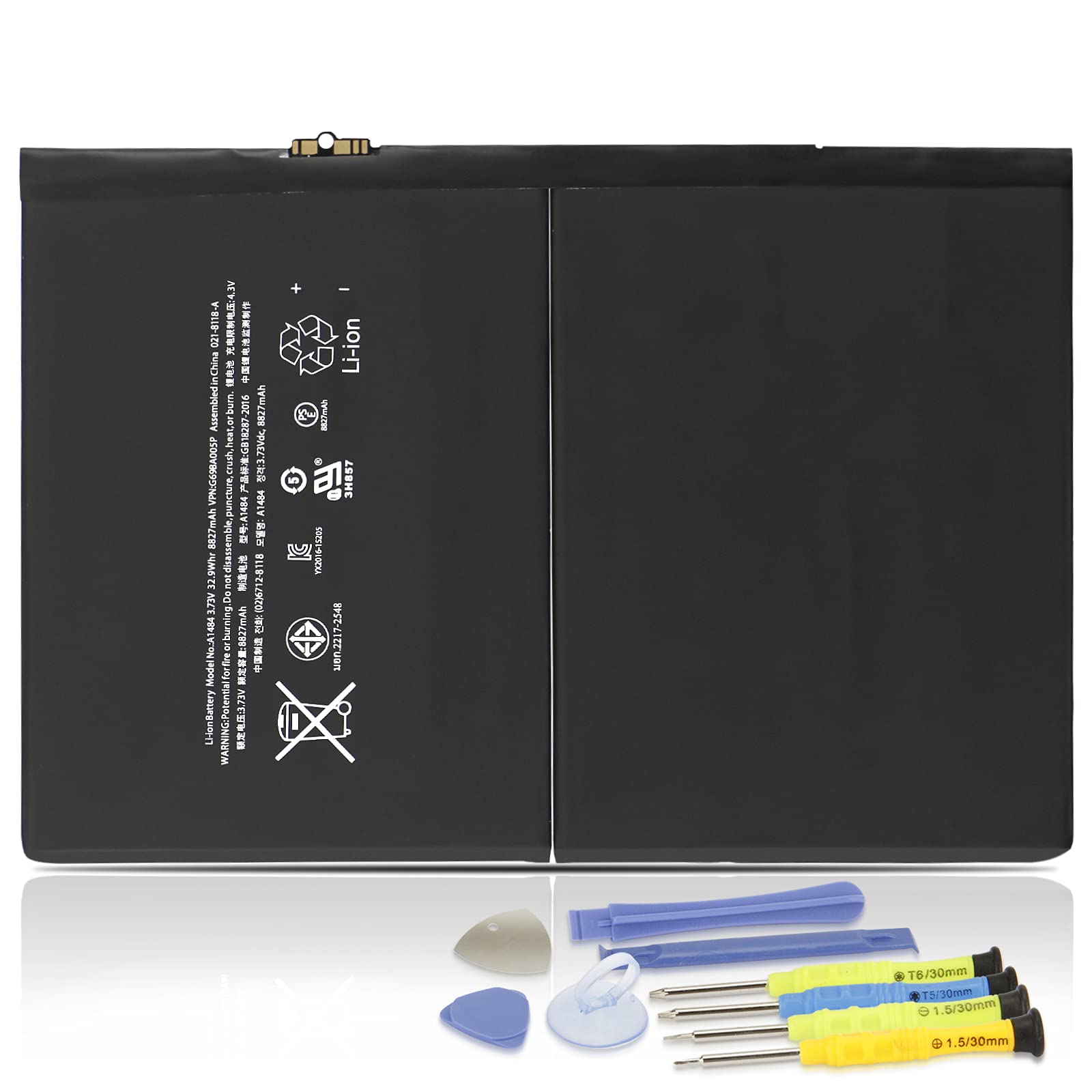 K KYUER A1484 Tablet Battery for iPad 5 6 7 8 9 5th 6th 7th 8th 9th Gen A1822 A1823 A1893 A1954 A2197 A2198 A2199 A2200 A2428 A2429 A2430 A2602 A2603 A2604 A2605 Air 1 1st Gen 2013 A1474 A1475 A1476