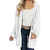 Maroway Womens Cardigan Solid Color Long Sleeve Open Front Chunky Knit Sweater Outwear