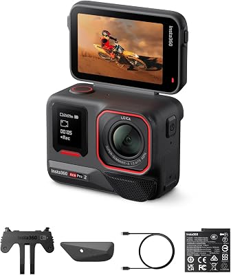 Pacote padrão Insta360 Ace Pro 2 - 8K Waterproof Action Camera co-designed with Leica, 1/1.3" Sensor, Dual Chip AI, excelente em pouca luz, áudio superior, Flip Screen e edição AI