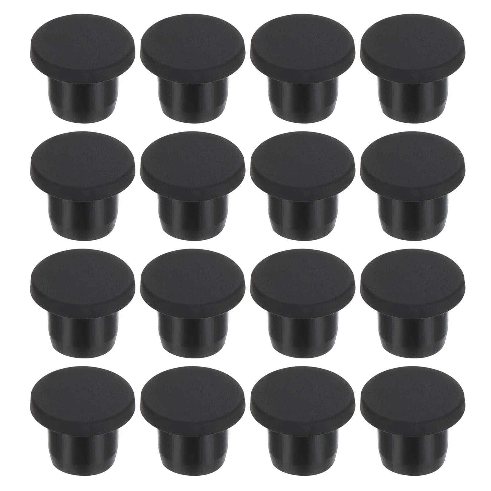 PATIKIL 10mm Diameter Rubber Hole Plugs, 16 Pcs Silicone Rubber Round Hole Stoppers for 9-10mm Hole, Black