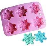 Youshe 6 Different Varieties Snowflake Silicone Bath Bomb Mold for Christmas Holiday Pink