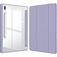 Fintie Hybrid Slim Case for Samsung Galaxy Tab S8 Plus 2022/S7 FE 2021/S7 Plus 2020 12.4 Inch with S Pen Holder, Shockproof Cover with Clear Transparent Back Shell, Auto Wake/Sleep, Lilac Purple