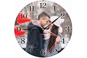 SunHurry Personalized Photo Wall Clock – Custom Silent Round Clock – Wooden Keepsake Gift for Home & Loved Ones