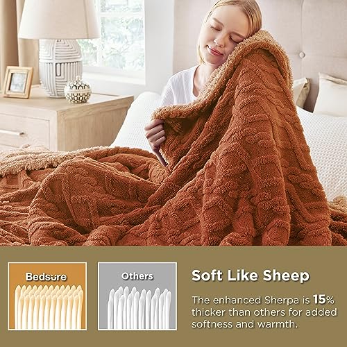 Bedsure Sherpa King Size Blanket for Bed Fuzzy Soft Cozy Blanket King