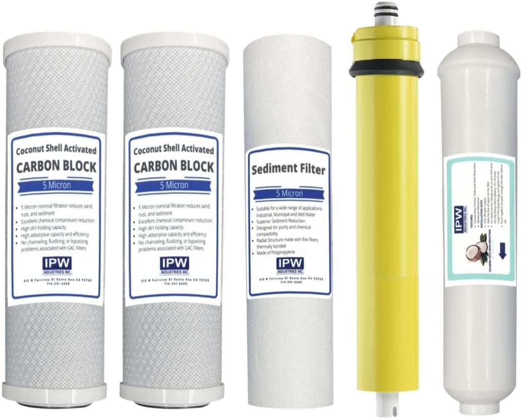 Photo 1 of ***(MISSING PART -SELLING AS IS*** Watts Replacement Reverse Osmosis Water Filter Set for WP5-50 RO Water Filtration System (Carbon Block, Sediment Filter, and RO Membrane) Cartridges for Effective Water Purification