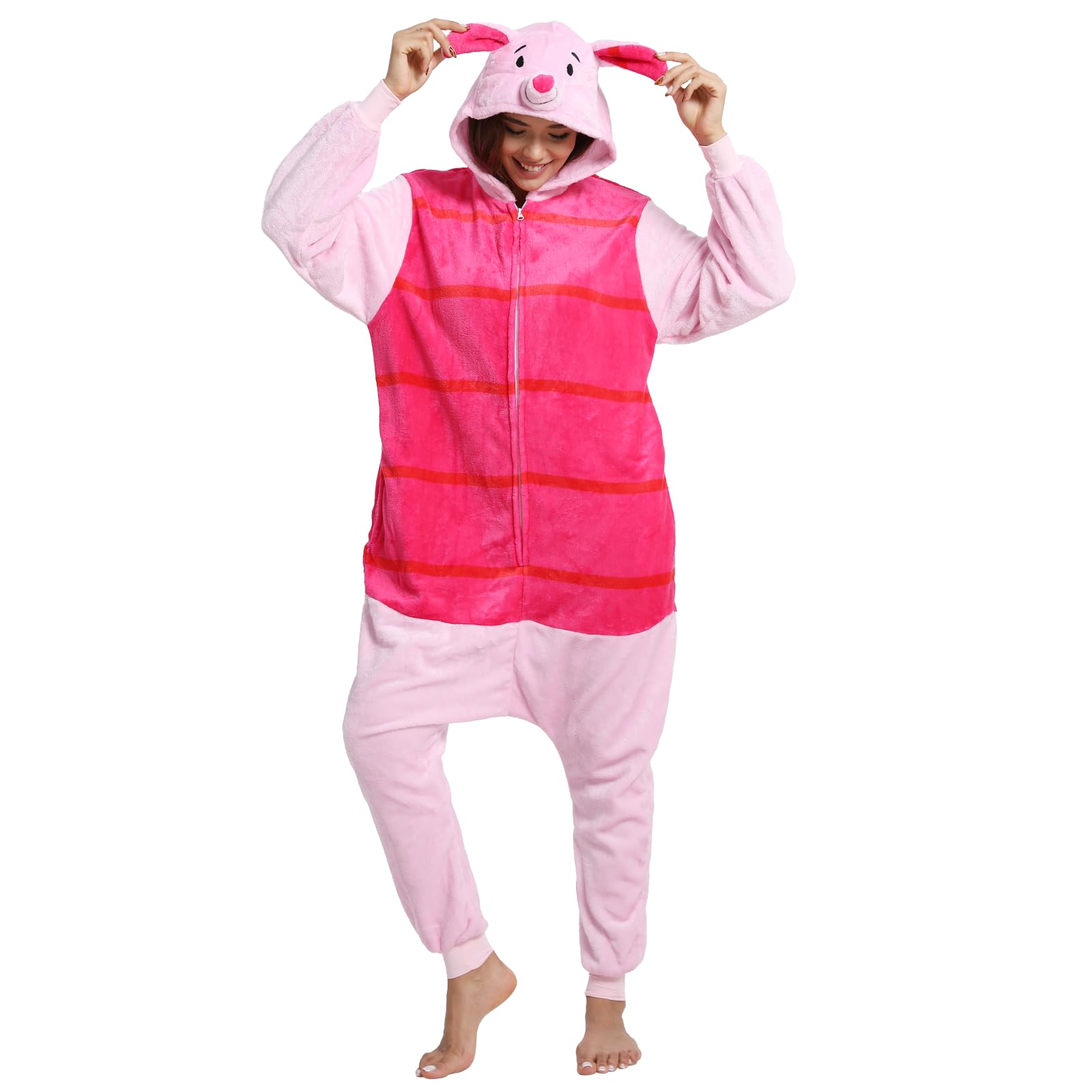 View 1 of ** DIRTY** SCOPUCI Unisex Adult Animal Onesie Pajamas, Mens Womens Flannel Halloween Cosplay Costume/Homewear/Sleepwear