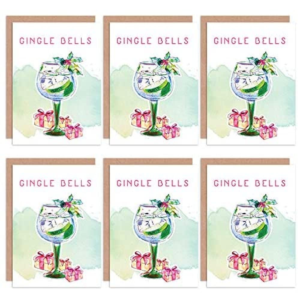 Wee Blue Coo Christmas Cards x6 Christmas Gin Tipsy Coo Funny Cards Set Cards