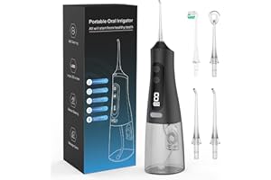 VOTEYO Water Flosser for Teeth Cleaning 9 Modes Rechargeable Oral Irrigator 4 Tips Powerful Battery Life Water Dental Picks IPX7 Waterproof 350ML Water Tank for Home & Travel