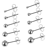 Memsion Stainless Steel Earrings Hypoallergenic Earrings, Ball Stud Silver Stud Earrings Set for Women Men Girls, Nickel Free Earrings