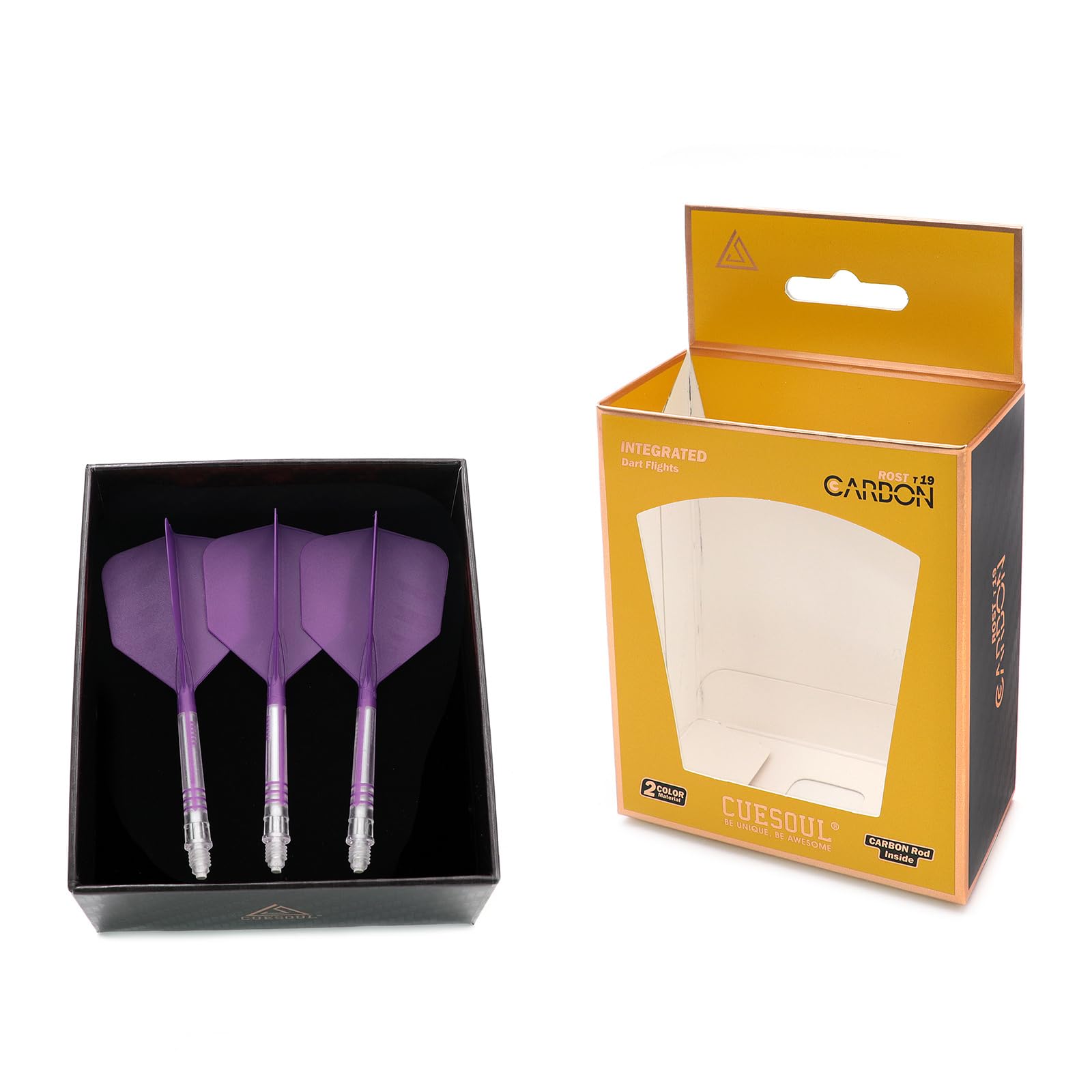 CUESOUL ROST T19 Carbon Integrated Dart Shaft and Flight Big Wing Shape,Set of 3