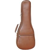 Farcaya Ukulele Case Bag Baritone Uke 0.5in 12MM Pad (Brown 30 Gig Case) | Dual Shoulder straps Backpack PU Leather Thick Padding Protective Waterproof