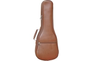 Farcaya Ukulele Case Bag Concert 23 24 inch Uke Soft Adjustable Dual Shoulder straps Backpack PU Faux Leather with 0.5 inch 12MM Thick Padding Protective Waterproof (Brown 23/24 Gig Bag)