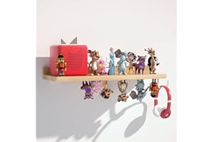 JOLENSOY for Tonies Shelf Magnetic - Tonies Figure Organizer for Kids Room, Wooden Magnetic Display Shelf for Tonies Box Holder, Wall Floating Shelves Toy Storage Compatible Charging Station (1 Tier, Wood)