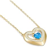Christmas Gifts for Women - 14K Gold Filled 925 Sterling Silver Heart Birthstone Pendant Necklaces, Anniversary Birthday Jewelry Gifts for Wife Daughter Mom Grandma, Non Tarnish 16"+2"