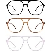 AMOMOMA Trendy Retro Aviator Reading Glasses for Women Men,Classic Large Oversized Reader Blue Light Computer Frame AM6145