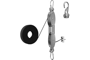 YATOINTO Upgraded Rope Hoist Pulley System, 530LB Pulley Block and Tackle, 7:1 Ratio Lifting Power 60ft, Pulley Block for Hunting Deer Hoist Kayak Lifting Objects Garage Warehouses Building