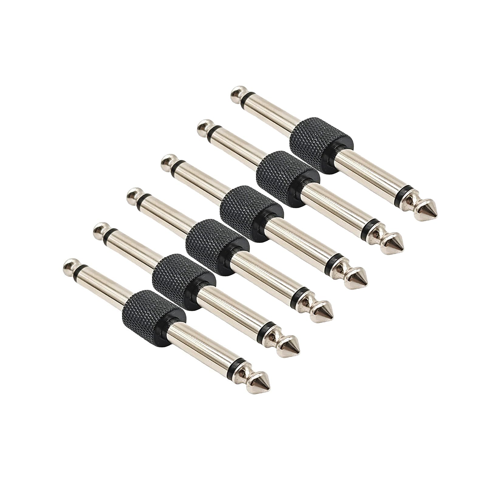 Photo 1 of **ONLY 3**6.35mm Audio Plug, Mono Guitar Effect Patch Cable Connector, Non-Soldering Mesh Guitar Pedal Adapter, 6-Pack, Nickel Plated + Black Electrophoresis, Copper Material, 5000-5500 Insertions