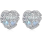 URONE Tree of Life Earrings 925 Sterling Silver Moonstone Tree of Life Stud Earrings Jewelry Gifts for Women