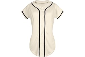 QTWW INC Womens Baseball Jersey Button Down Softball Jersey Short Sleeve Tee Hip Hop Shirt Active Team Sports Uniforms