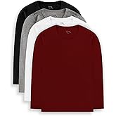 Brix 4 Pack Boys Long Sleeve Shirts Cotton Basic Tees Youth Layering T-Shirts Tagless