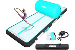 AWSUM 10ft /13ft Gymnastics Mat with Air Roller Tumbling Barrel Back Somersault Backbend Trainer for Inflatable Gymnastics Springboard Back Handspring Equipment, with Electric Pump