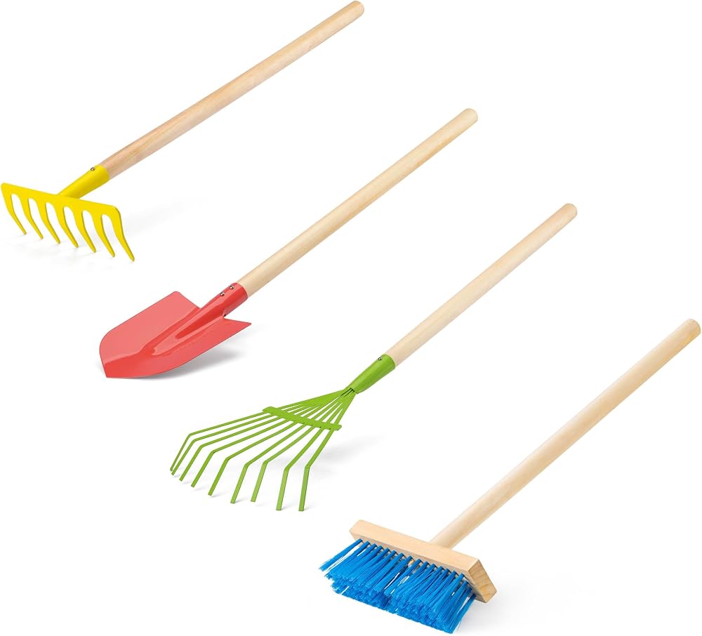 Toyrific Little Roots 4 Piece Long Handle Garden Tool Set for Kids