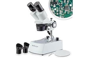 AmScope SE306R-PY-LED Forward-Mounted Binocular Stereo Microscope, WF10x and WF15x Eyepieces, 20X/30X/40X/60X Magnification, 
