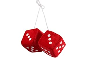 Luter Plush Dice for Rearview Mirror, Vintage Square Dice - Red, Home & Office Accessory