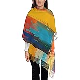 IBILIU Oversize Scarf for Women Delightful Doggies Bulldog Dog Scarf Tassel Scarves Fall Winter Shawl Wraps - 77.6 x 28.3in