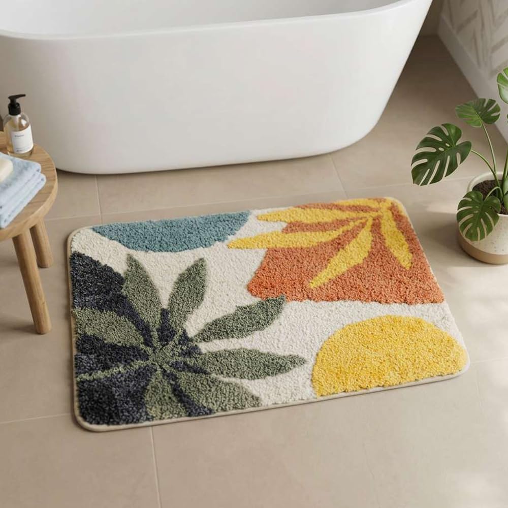 Morbuy Non-slip Bathroom Rugs, Bath Mat Bathroom Carpet Super Absorbent Soft Shower Suitable for Living Room/Kitchen/Bedroom Indoor Outdoor (40 * 60cm, Forest) — image 1